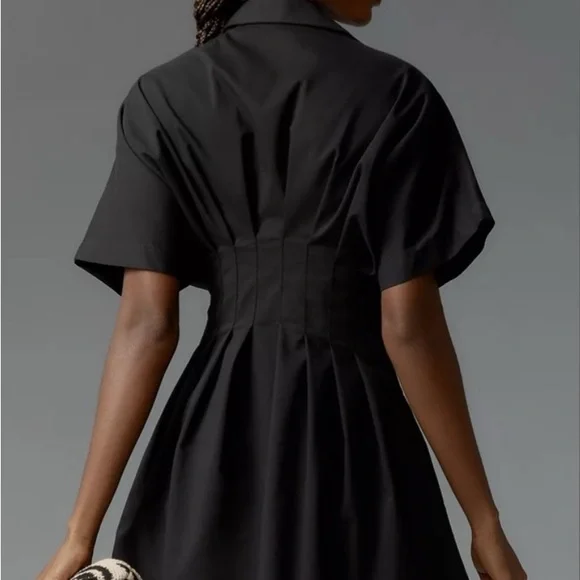Exquise Anthropologie Black Button-Up Mini Tobie Shirt Dress XS - Picture 2 of 9